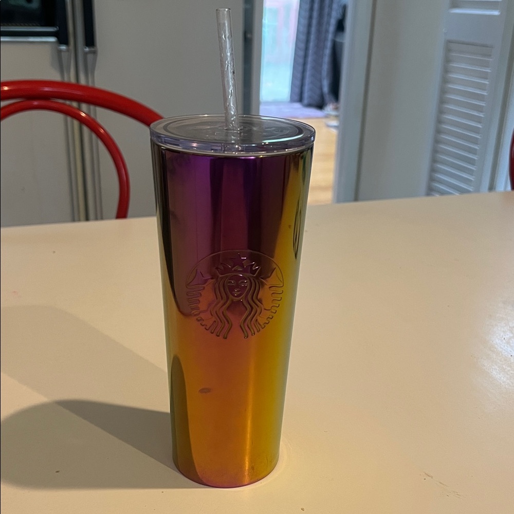 Starbucks 2019 Summer Rainbow Iridescent Metallic Stainless Tumbler Cup 24oz